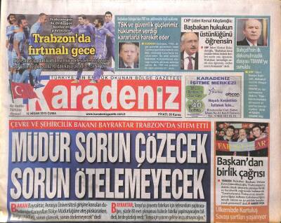 Karadeniz Gazetesi 12 Nisan 2013 - CHP Trabzon İl Başkanı Yavuz Karan Gümrükçüoğlunu Bakan Yaparım ! GZ109021 - 1