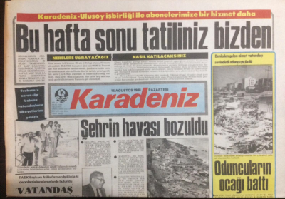 Karadeniz Gazetesi 15 Ağustos 1988 - Oduncuların Ocağı Battı GZ21903 - 1