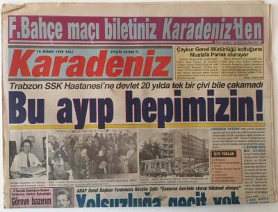 Karadeniz Gazetesi 16 Nisan 1996 - Tüm Türk Halkı Ulusal Takım Gibi Bordo- Mavililerin Şampiyonluğunu İstiyor Milli Trabzon !GZ26208 - 1