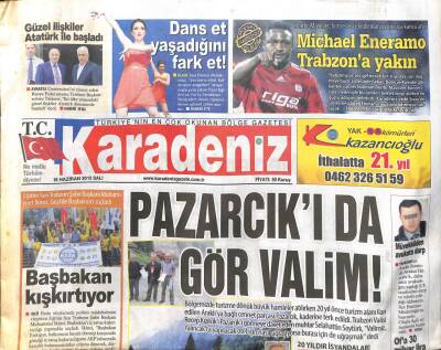 Karadeniz Gazetesi 18 Haziran 2013 - Ak Partili Başkana Büyük Şok GZ104579 - 1