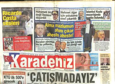 Karadeniz Gazetesi 18 Nisan 2012 - Mehmet Ağar İçin Yakalama Emri Çıkarıldı GZ107184 - 1