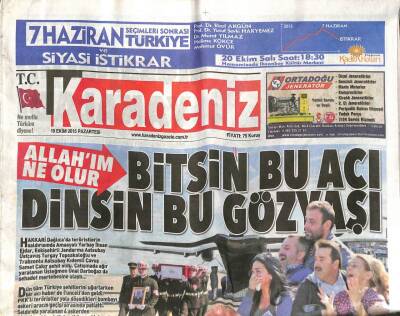 Karadeniz Gazetesi 19 Ekim 2015 - Yeşilgiresun Kartalı Vurdu - Ahmet Davutoğlu Trabzonda GZ100432 - 1