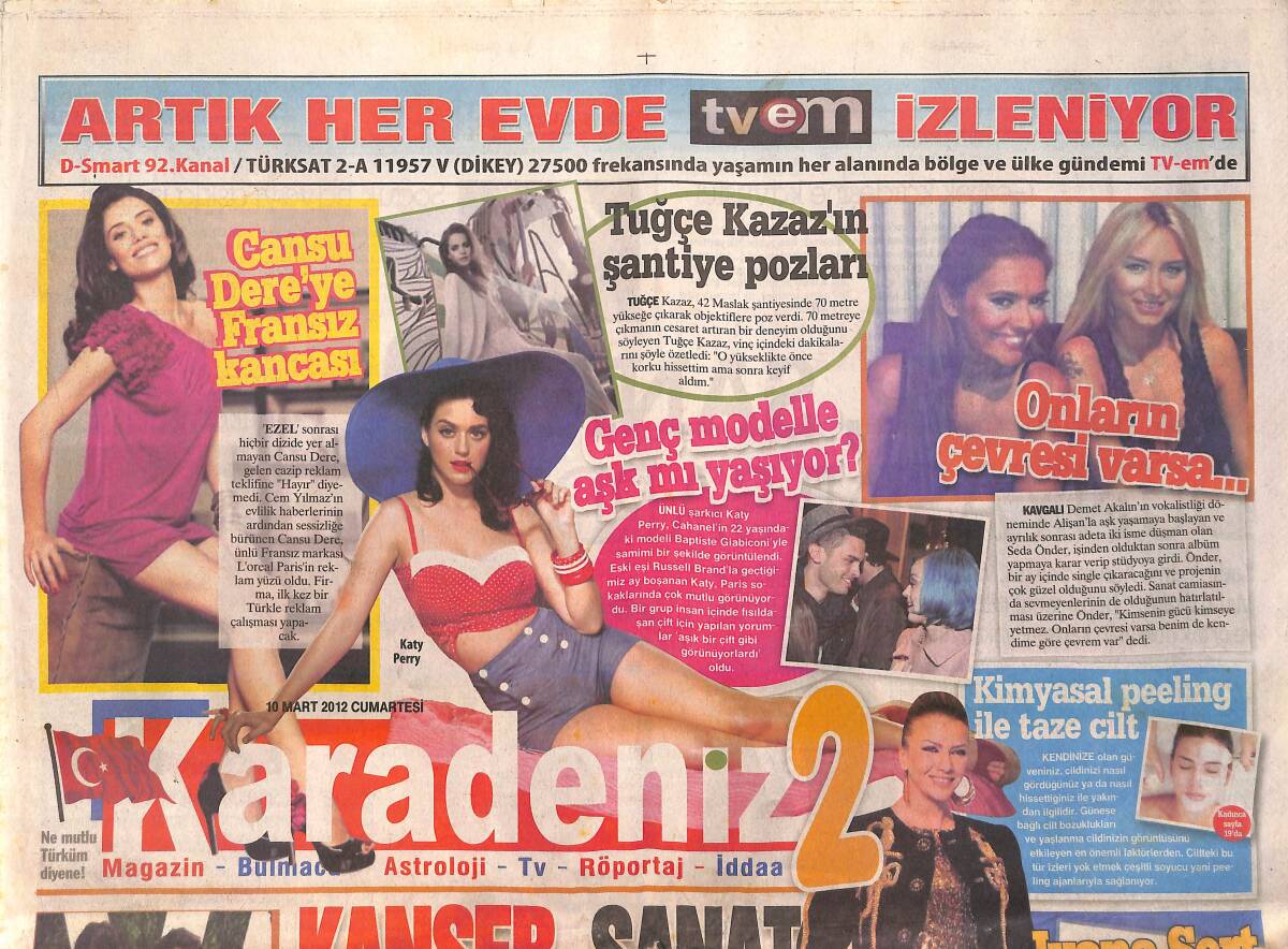 Karadeniz Gazetesi 2 Eki 10 Mart 2012 - Cansu Dere'ye Fransız Kancası - Ferdi Tayfur Kitle Aldırdı GZ159811 - 1
