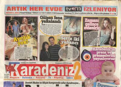 Karadeniz Gazetesi 2 Eki 15 Eylül 2012 - Özcan Deniz Fiyatını Kırdı - Işın Karaca Ve Sedat Doğan Boşanıyor GZ125826 - 1
