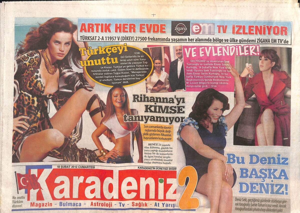 Karadeniz Gazetesi 2 Eki 18 Şubat 2012 - Rihanna'yı Kimse Tanıyamıyor - Cem Yılmaz Nikah Masasına Ümit Besen'i Çağırdı GZ137746 - 1