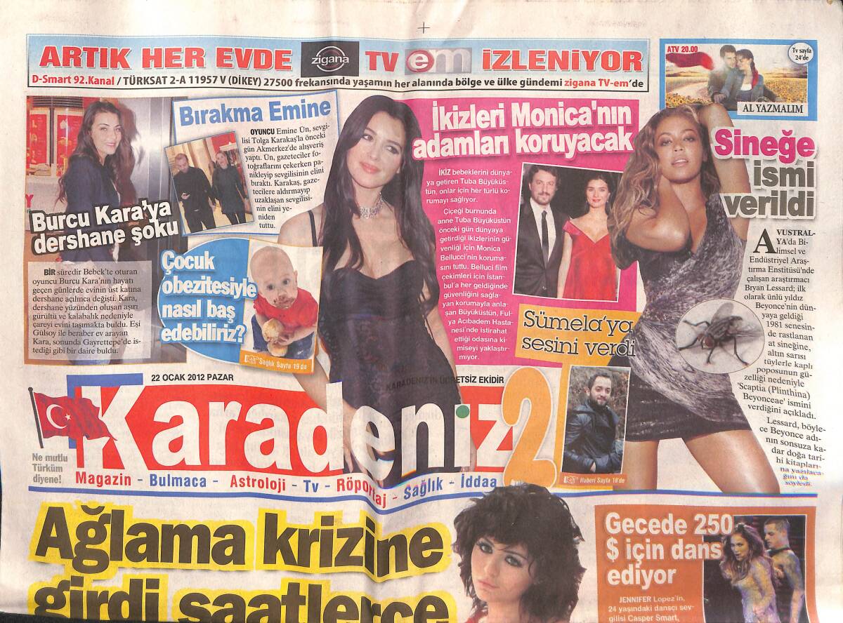Karadeniz Gazetesi 2 Eki 22 Ocak 2012 - Sineğe Beyonceae İsmi Verildi - Katy Perry Kocasını Unfollow Yaptı GZ137929 - 1