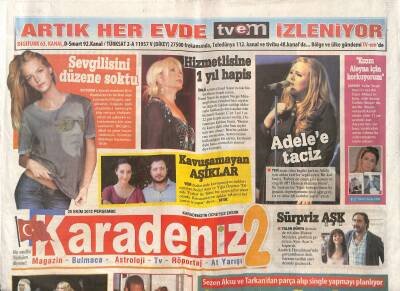 Karadeniz Gazetesi 2 Eki 25 Ekim 2012 - Adelee Taciz - Serenay Sarıkaya Albüm Çıkarıyor GZ124587 - 1