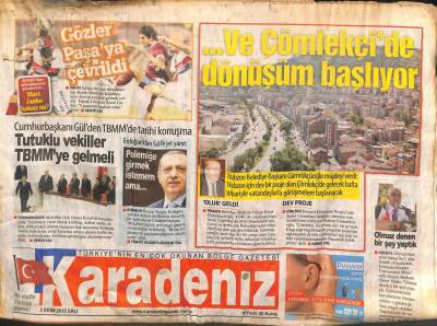 Karadeniz Gazetesi 2 Ekim 2012 - Cumhurbaşkanı Gülden TBMMde Tarihi Konuşma GZ106990 - 1