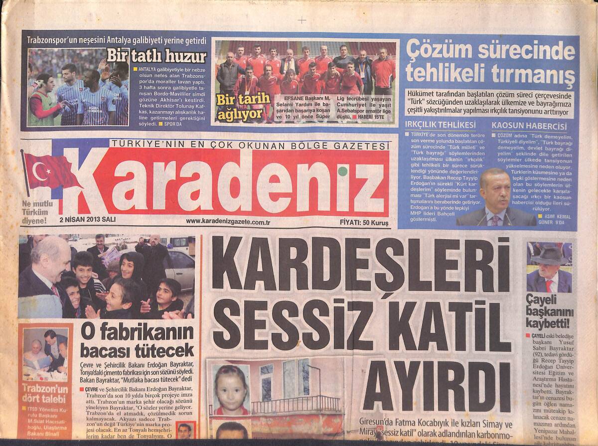 Karadeniz Gazetesi 2 Nisan 2013 - Memur Sen'den Ümit Hüseyin Güney'e Büyük Suçlama - Çayeli Eski Başkanı Yusuf Sabri Bayraktar Vefat Etti GZ158639 - 1
