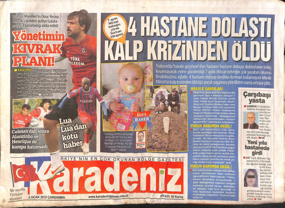 Karadeniz Gazetesi 2 Ocak 2013 - Yeni Yılın İlk Mağduru - Yönetimin Kıvrak Planı GZ136200 - 1