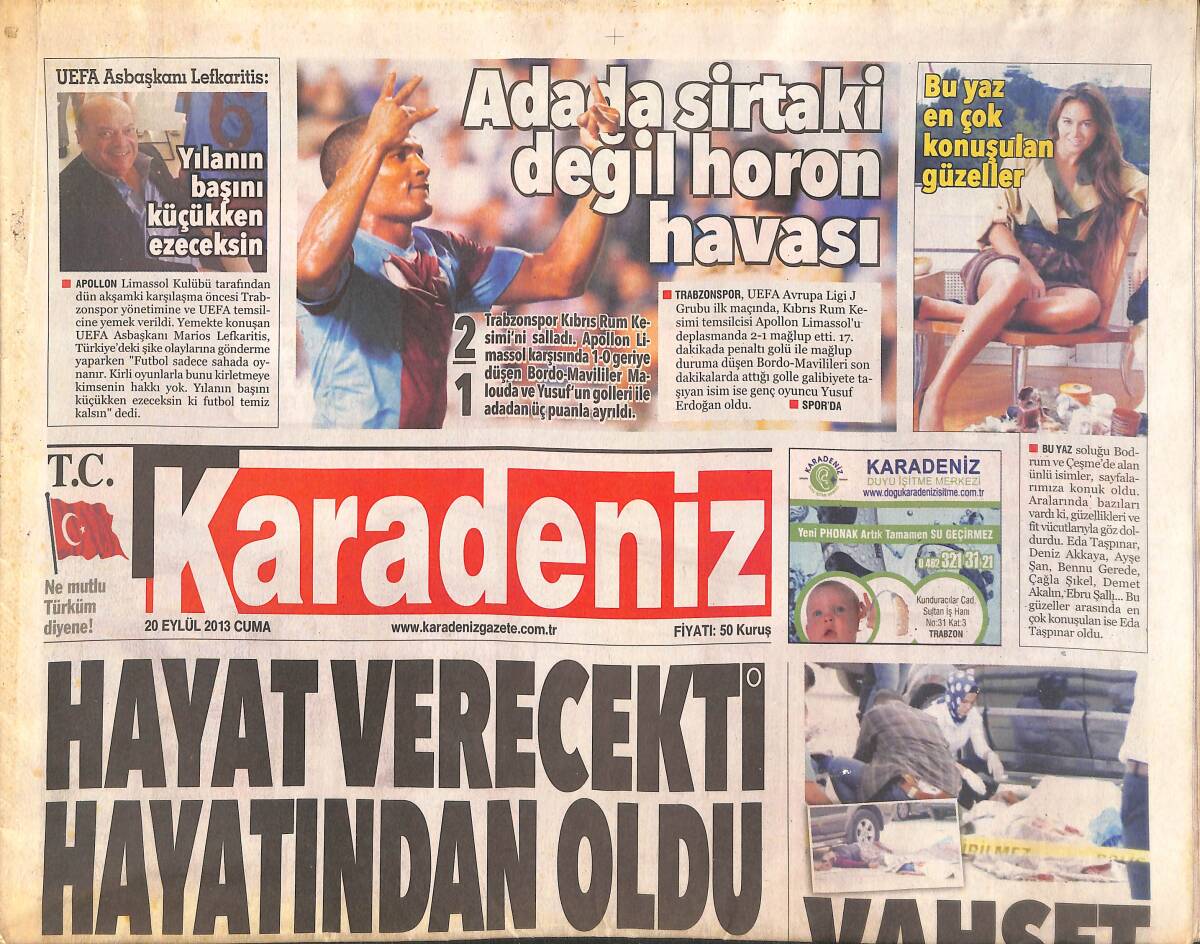 Karadeniz Gazetesi 20 Eylül 2013 - Adada Sirtaki Değil Horon Şov! - Suriye Tezkeresi Meclise Gelecek GZ136821 - 1