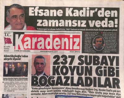 Karadeniz Gazetesi 23 Ekim 2013 - Efsane Kadir Özcandan Zamansız Veda ! - Tonyayı Germeyin GZ124539 - 1