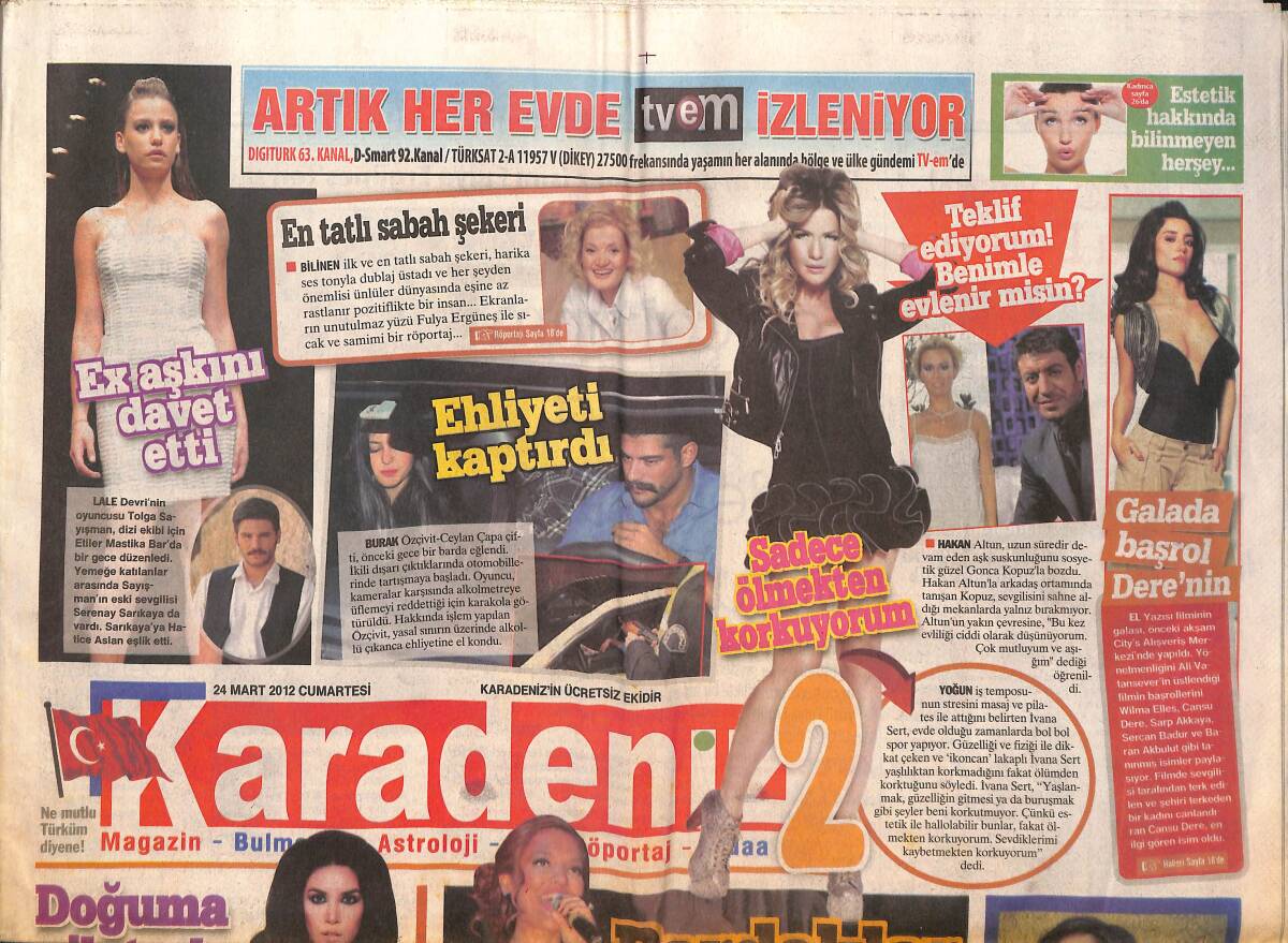 Karadeniz Gazetesi 24 Mart 2012 - Ahu Yağtu Doğuma Pilatesle Hazırlanıyor! - Burak Özçivit Ehliyeti Kaptırdı GZ136076 - 1