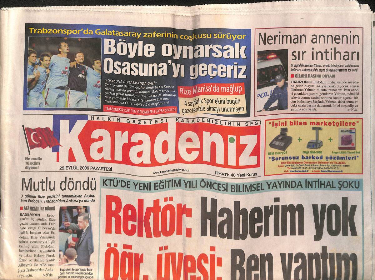Karadeniz Gazetesi 25 Eylül 2006 - Trabzon'un Dönüşü - Kayıtlı CHP Üyelerinin 7 Bini Ölü Çıktı GZ134743 - 1
