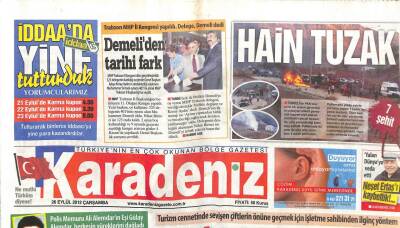 Karadeniz Gazetesi 26 Eylül 2012 - Tuncelide Hain Tuzak 7 Şehit GZ104919 - 1