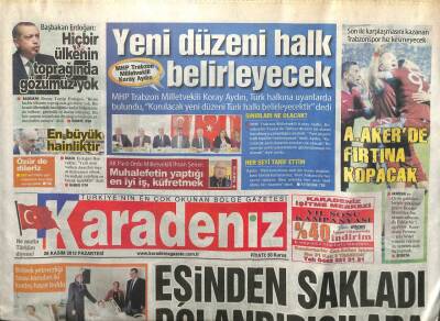 Karadeniz Gazetesi 26 Kasım 2012 - Erdoğan Hiç Bir Ülkenin Toprağında Gözümüz Yok GZ107178 - 1
