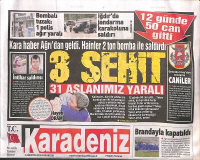 Karadeniz Gazetesi 3 Ağustos 2013 - Davutoğlu Kimin Adına,Hangi Savaşı Başlatıyorsunuz GZ109025 - 1