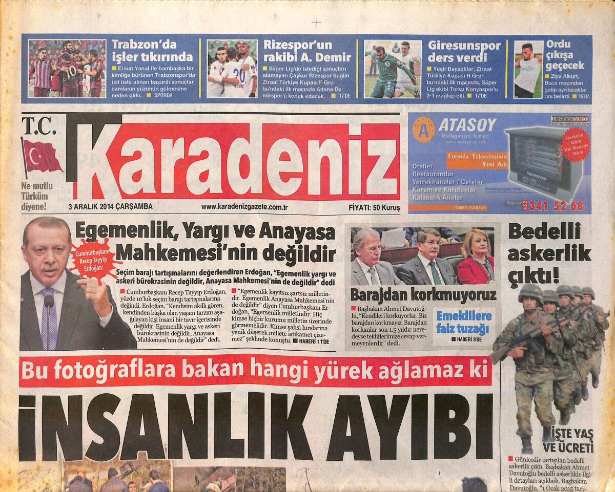 Karadeniz Gazetesi 3 Aralık 2014 - Bedelli Askerlik Çıktı ! GZ159736 - 1