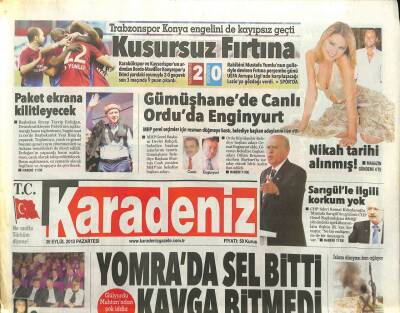 Karadeniz Gazetesi 30 Eylül 2013 - Trabzonspor Konya Engelini de Kayıpsız Geçti GZ101312 - 1