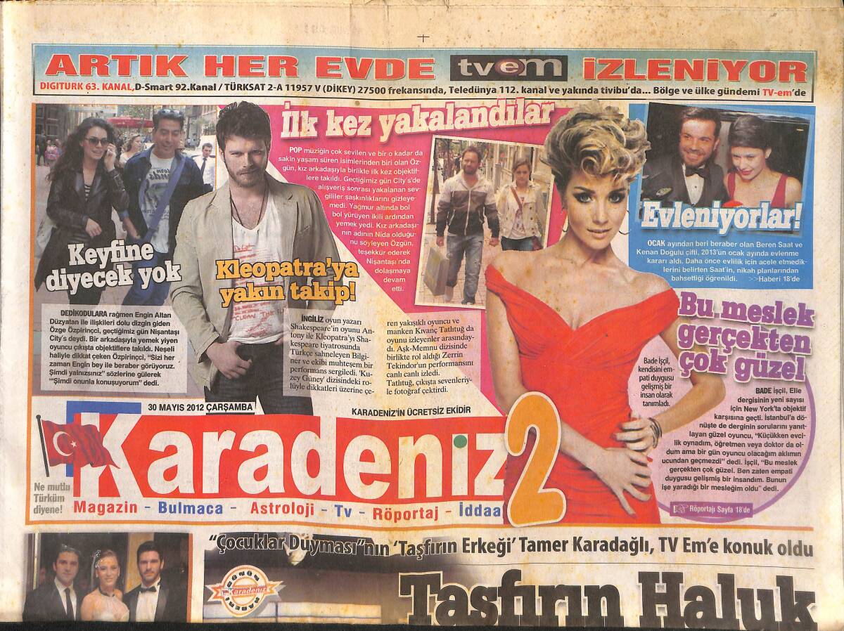 Karadeniz Gazetesi 30 Mayıs 2012 - Beren Saat Kenan Doğulu Evleniyorlar! - Tuba Ünsal 'Arkadaş Olmalıydık' GZ136066 - 1