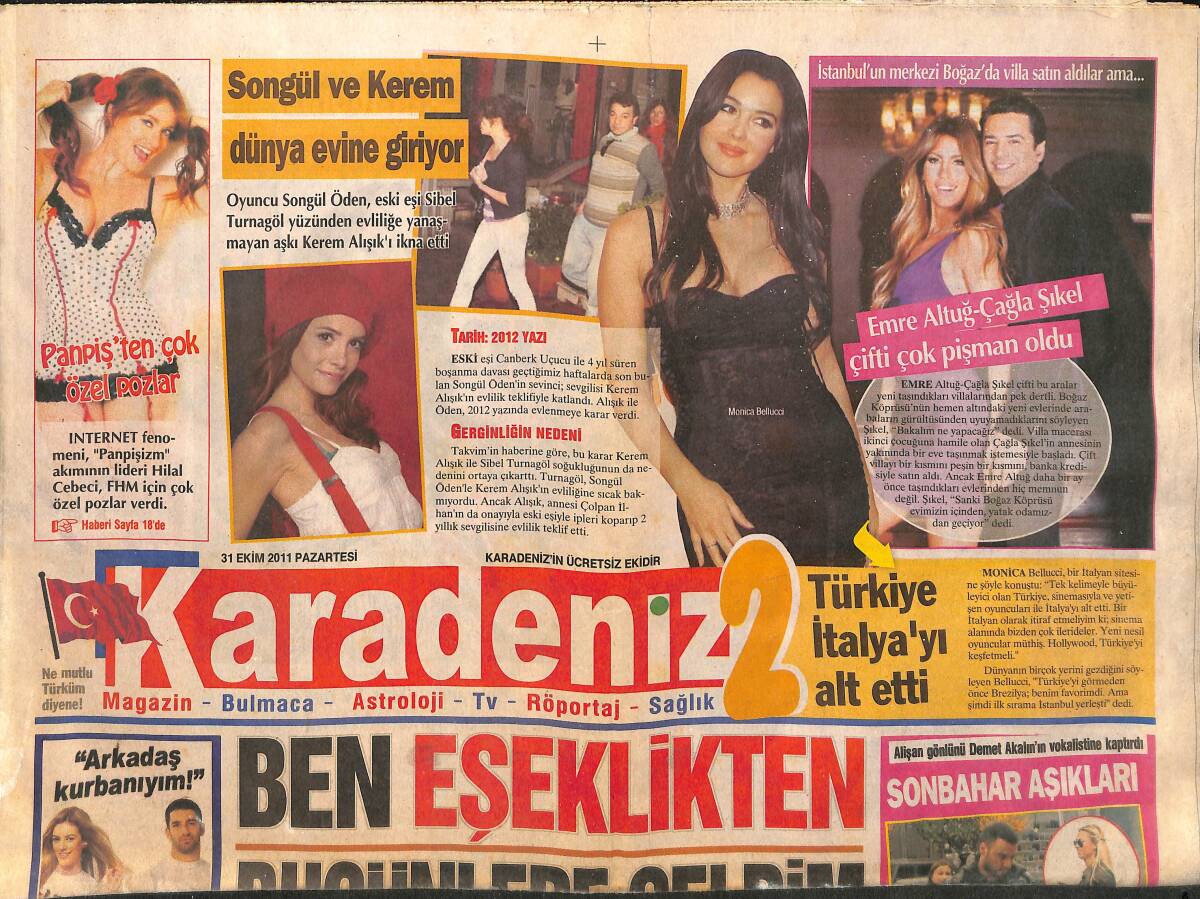 Karadeniz Gazetesi 31 Ekim 2011 - Söngül Öden Ve Kerem Alışık Evleniyor! - Emre Altuğ Çağla Şikel Çifti Çok Pişman Oldu! GZ138828 - 1