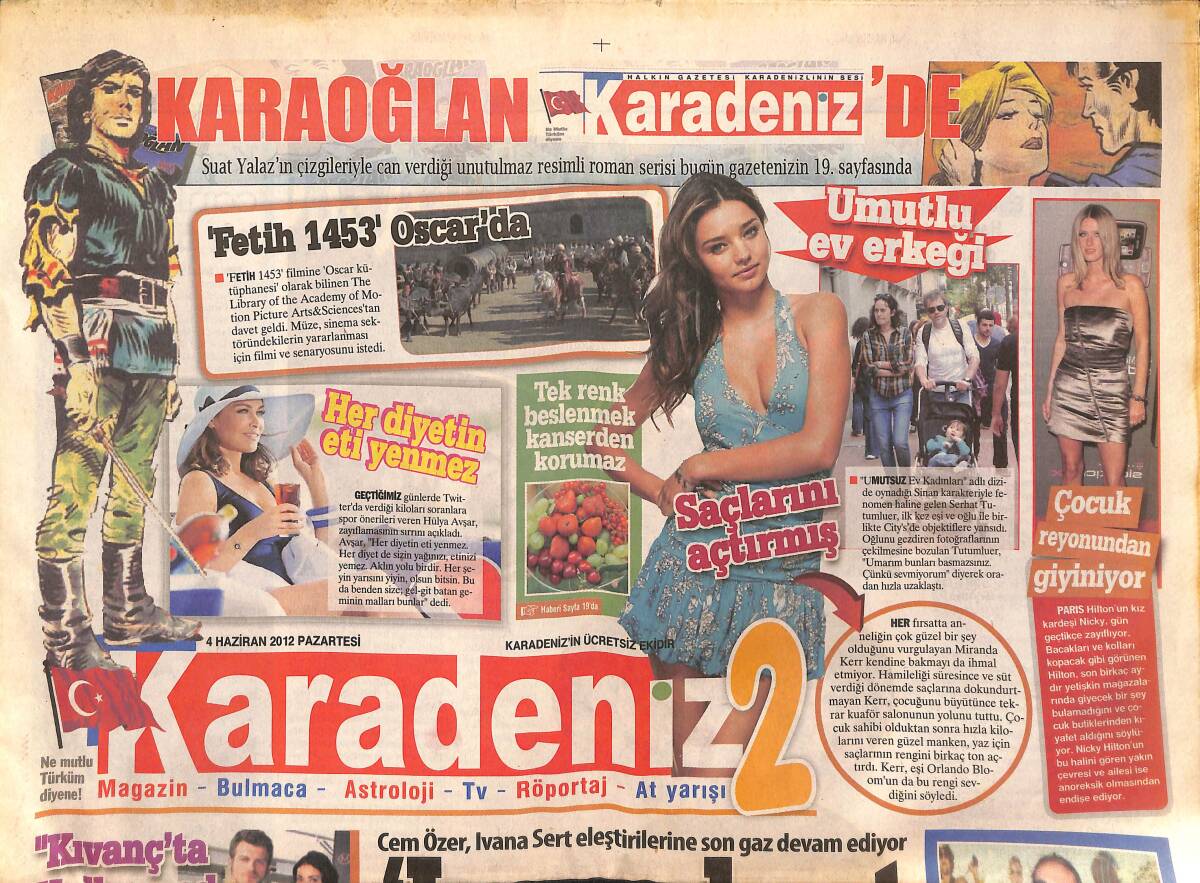 Karadeniz Gazetesi 4 Haziran 2012 - Hülya Avşar 'Her Diyetin Eti Yenmez' - Kıvanç Tatlıtuğ'da Hollywood Stili Var GZ136098 - 1