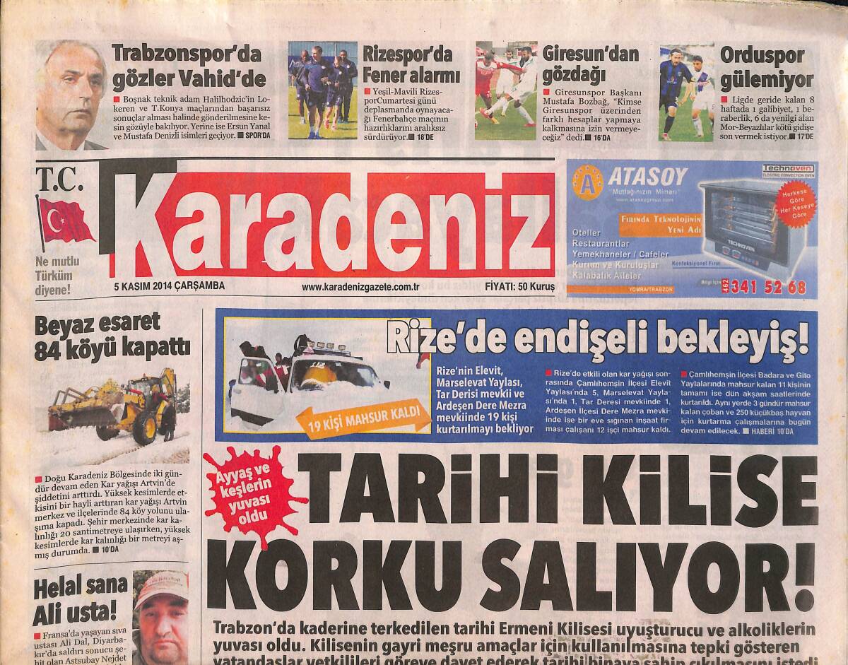 Karadeniz Gazetesi 5 Kasım 2014 - Rizespor'da Fenerbahçe Alarmı - Demet Akalın Paris'i Sallayacak GZ136082 - 1