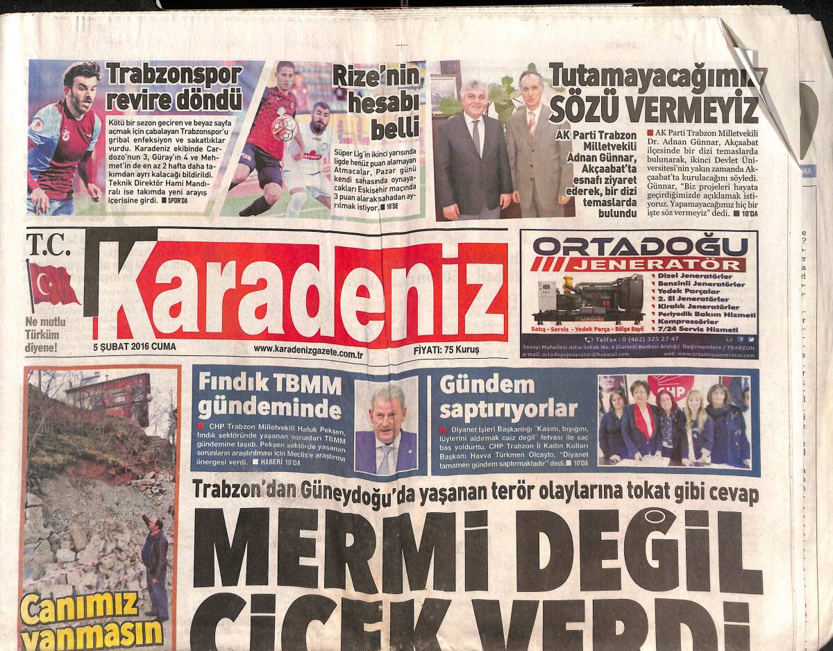 Karadeniz Gazetesi 5 Şubat 2016 - Anayasa'da 4 Canlı Bomba - Hadise: En Büyük Hayali Filmde Oynamak GZ136099 - 1
