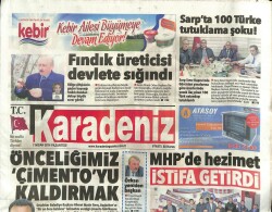 Karadeniz Gazetesi 7 Nisan 2014 - MHPde Hezimet İstifa Getirdi - Sarpta 100 Türke Tutuklama Şoku GZ100336 - 1