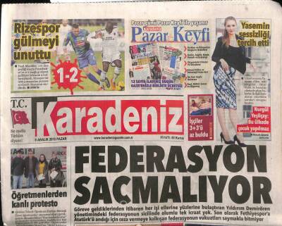 Karadeniz Gazetesi 8 Aralık 2013 - Kültür Bakanlığı T.C.yi Kaldırdı - Rizespor Gülmeyi Unuttu GZ100187 - 1