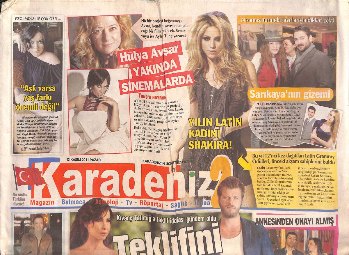 Karadeniz Gazetesi Karadeniz 2 Eki 13 Kasım 2011 - Kıvanç Tatlıtuğ'a Teklif İddiası Gündem Oldu GZ134900 - 1