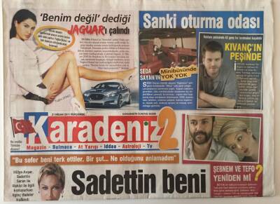 Karadeniz Gazetesi Karadeniz 2 Eki 21 Nisan 2011 - Hülya Avşar Sadettin Saran Beni Şutladı GZ26644 - 1