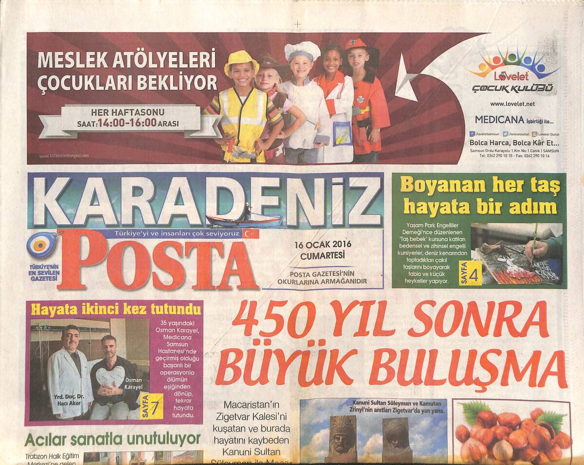 Karadeniz Postası 16 Ocak 2016 - Sera Gölü 360 Derece Gezilebilecek - Karadeniz'de En Fazla İhracat Trabzon'da GZ137058 - 1