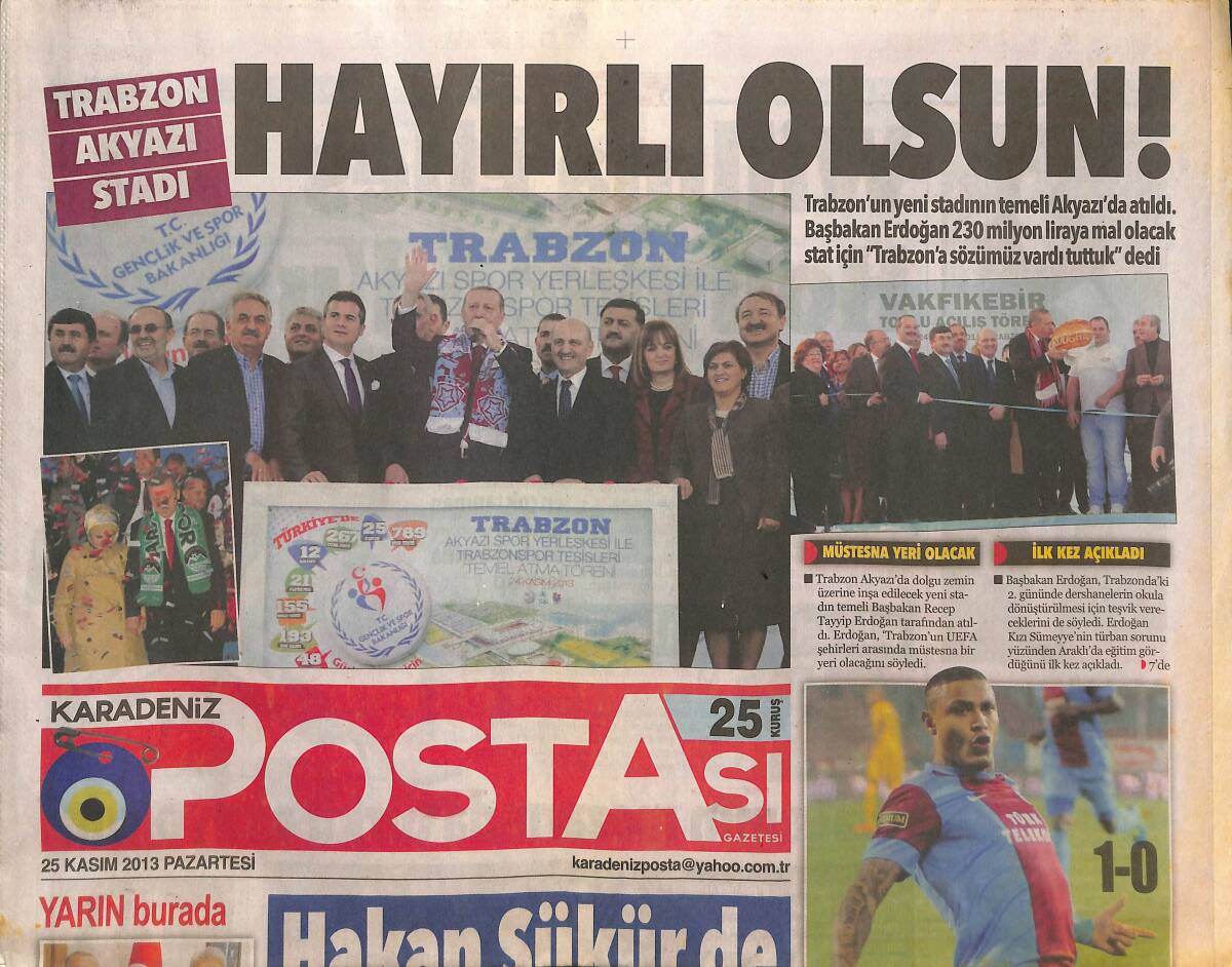Karadeniz Postası 25 Kasım 2013 - Hakan Şükür de Safını Belli Etti - Türk Uçağına Suriye Tacizi GZ136306 - 1