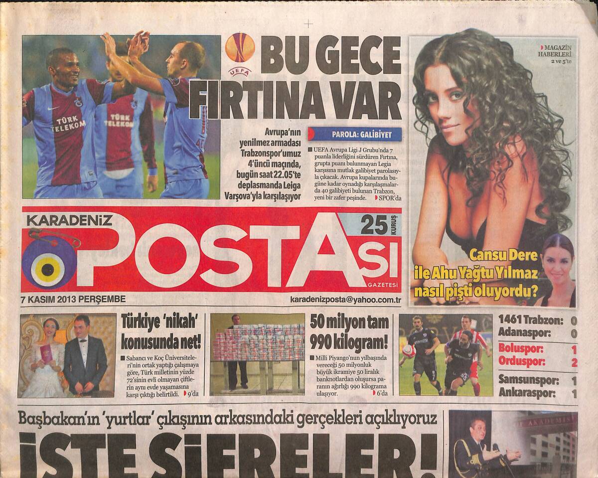 Karadeniz Postası 7 Kasım 2013 - Türkiye'de YÖK Protestosu - Beşiktaş'ta Pedikür Şov - Şimdi Avrupa'da Fırtına Zamanı GZ136317 - 1