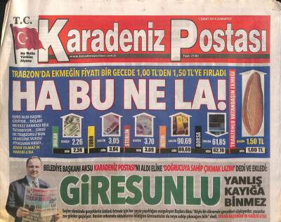 Karadeniz Postası Gazetesi 1 Şubat 2014 - Giresun Belediye Başkanı Kerim Aksu Giresunlu Yanlış Kayığa Binmez GZ105981 - 1