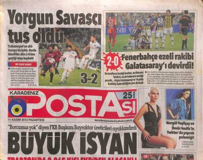 Karadeniz Postası Gazetesi 11 Kasım 2013 - Nurgül Yeşilçay Ve Ömür Gedikin Twitterda Yaprak Polemiği! GZ106481 - 1