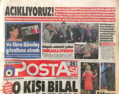 Karadeniz Postası Gazetesi 2 Ocak 2014 - Ve Ebru Gündeş Gözaltına Alındı GZ100800 - 2