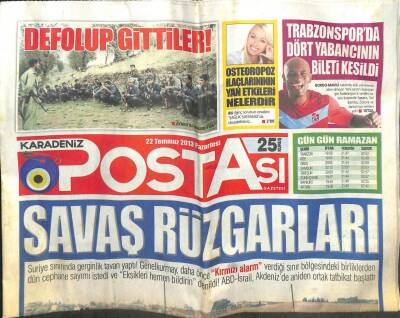 Karadeniz Postası Gazetesi 22 Temmuz 2013 - Savaş Rüzgarları, Giresun Ağlıyor GZ107161 - 1