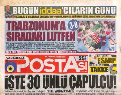 Karadeniz Postası Gazetesi 26 Temmuz 2013 - Altın Fiyatları Düşünce Trabzon Hasırı Uçtu GZ106332 - 1