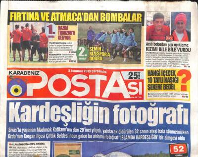 Karadeniz Postası Gazetesi 3 Temmuz 2013 - Kardeşliğin Fotoğrafı GZ104598 - 1
