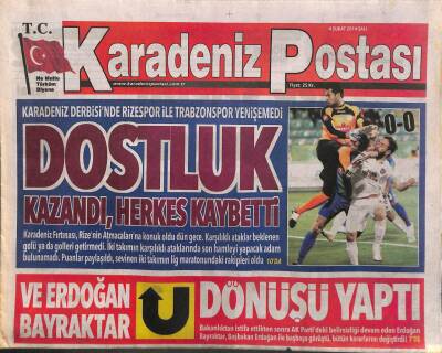 Karadeniz Postası Gazetesi 4 Şubat 2014 - Karadeniz Derbisinde Rizespor İle Trabzonspor Yenişemedi GZ106020 - 1