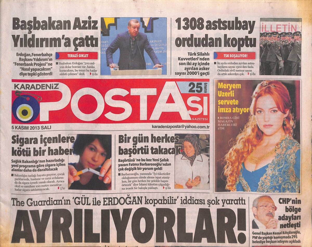 Karadeniz Postası Gazetesi 5 Kasım 2013 - Meryem Uzerli Serevete İmza Atıyor - Erdoğan Aziz Yıldırım'a Çattı GZ136164 - 1
