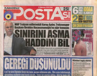 Karadeniz Postası Gazetesi 6 Ağustos 2013 - İstanbuldaki Plaka 1.2 Milyon , Trabzonda Plaka 280 Bin TL GZ106463 - 1
