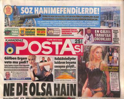 Karadeniz Postası Gazetesi 6 Eylül 2013 - Bafrada Alabora Ölüm Getirdi - Gülben Ergen Veto Mu Yedi ? GZ116667 - 1