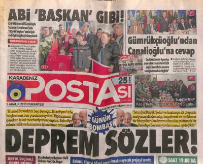 Karadeniz Postası Gazetesi 7 Aralık 2013 - Ebru Gündeşin Eşi Zarrabtan Trabzonspora 3 Milyon Lira ! GZ100255 - 2
