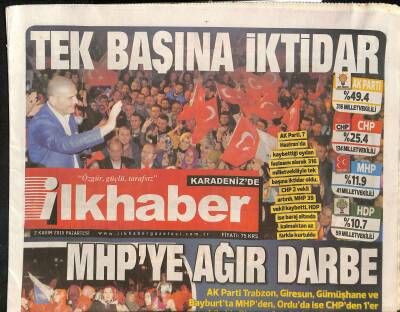Karadenizde İlk Haber Gazetesi 2 Kasım 2015 - MHPye Ağır Darbe - Atmaca Cimboma Kafayı Taktı GZ124876 - 1