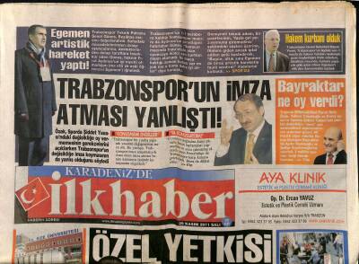 Karadenizde İlkhaber Gazetesi 29 Kasım 2011 - Şenol Güneşten Büyük Tepki - Fırat Aydınusa Öfke Dinmiyor GZ125586 - 1
