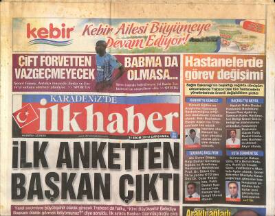 Karadenizde İlkhaber Gazetesi 31 Ekim 2012 - İyi Ki Geldin Bamba - 1461 Trabzon Kupa Sınavında GZ125541 - 1