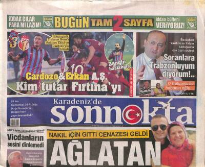 Karadenizde Son Nokta Gazetesi 24 Ocak 2015 - 1461 Trabzon Manisada Esecek GZ106975 - 1
